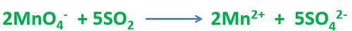 exchange oxidation number difference in KMnO4 and SO2 reaction